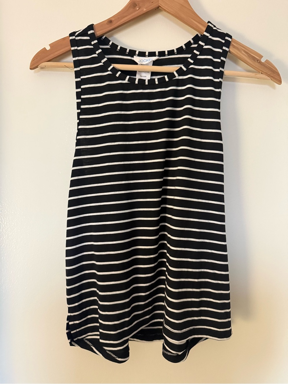 Jockey Black & White Striped Racerback Tank Top Size S